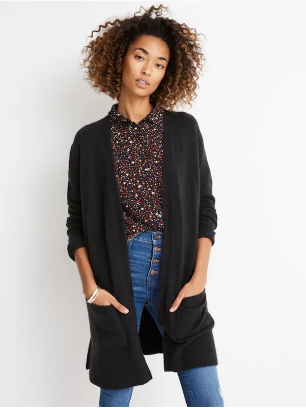 MADEWELL - Kent Cardigan Sweater in Coziest Yarn - True Black - XS